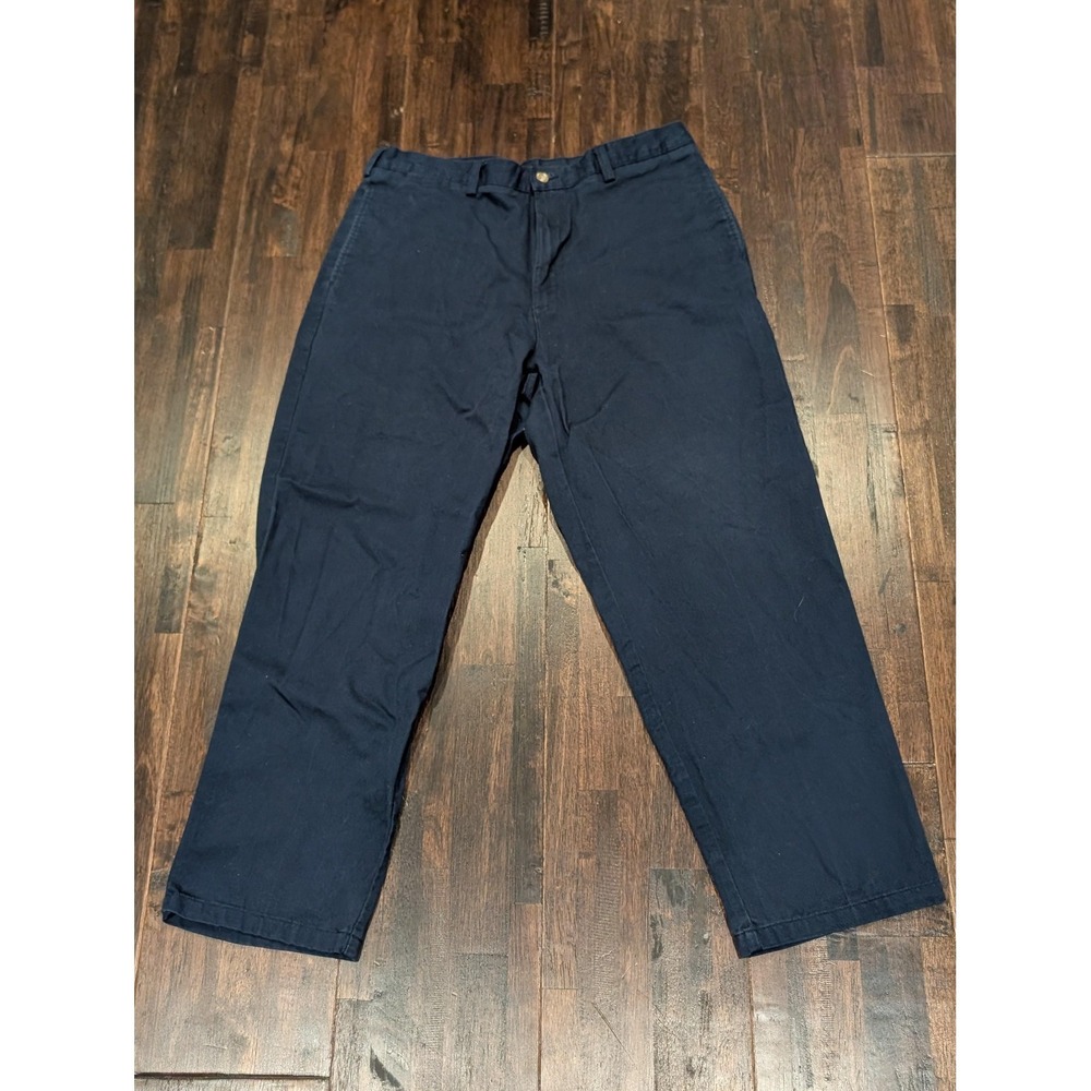 CHERESKIN Pants M‎ ens 36x30 Navy Blue 100% Cotton Chino Twill Flat Front Casual